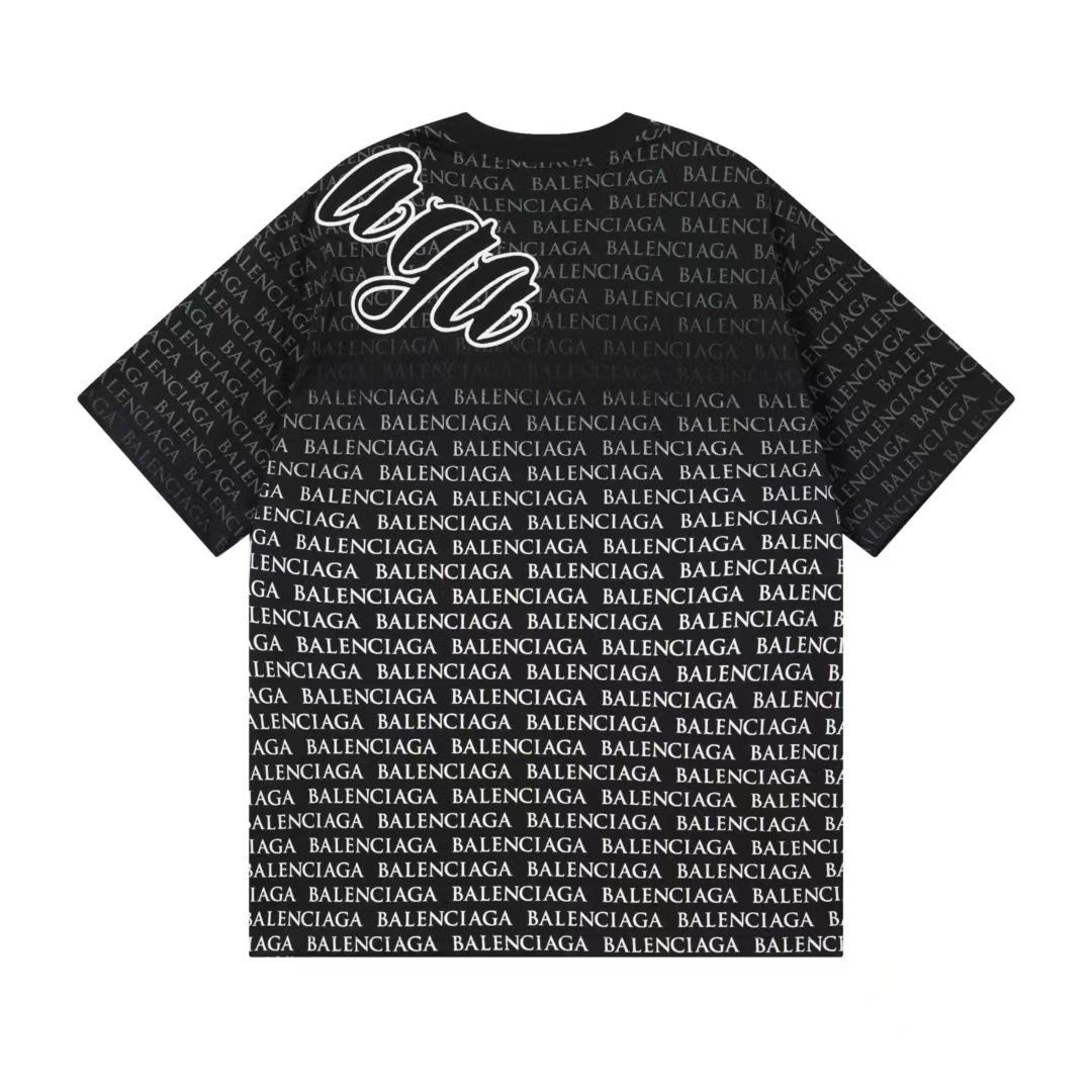 Balenciaga new Parisian short-sleeved double-ring printed T-shirt SPonsor logos