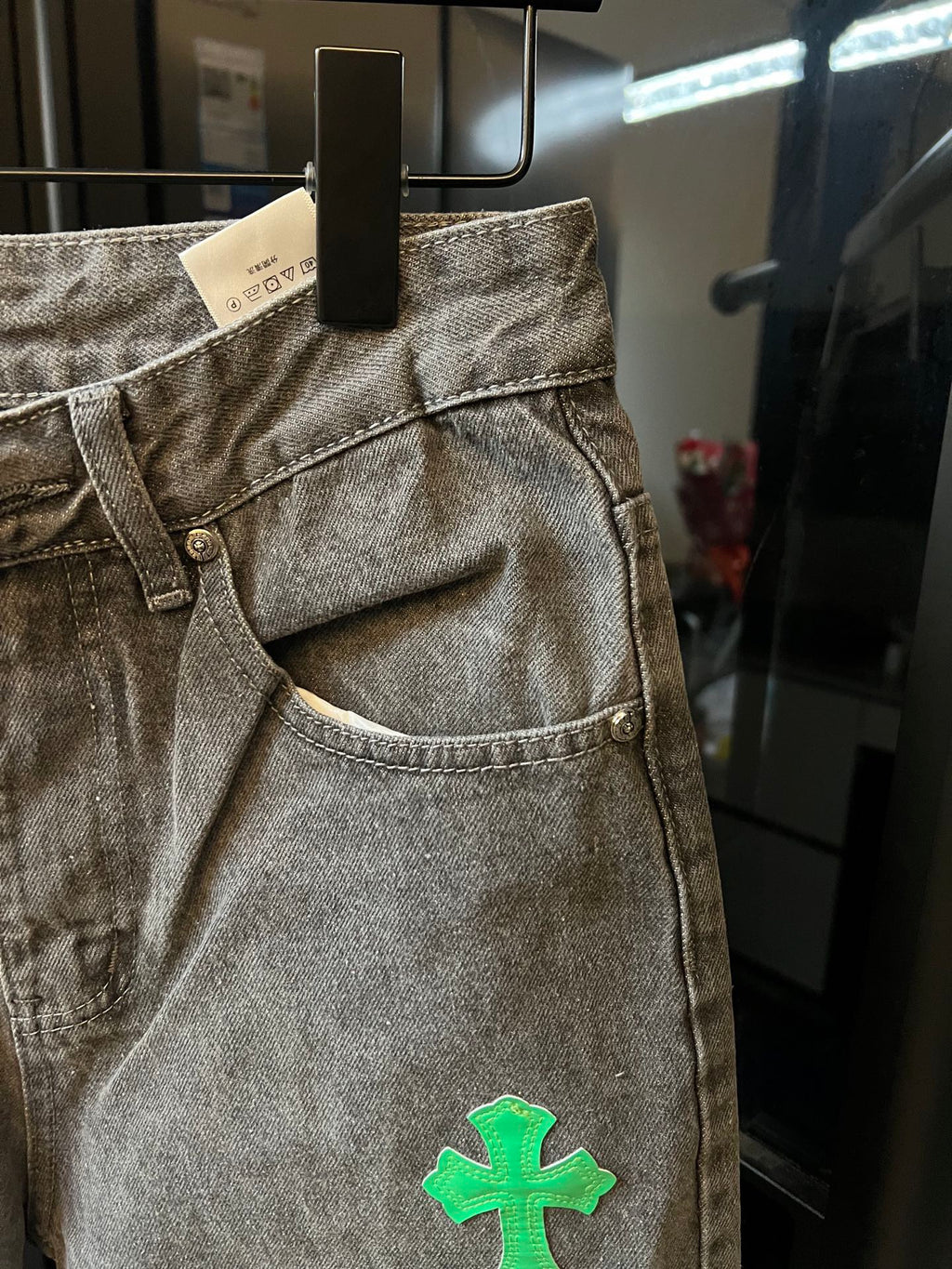 Cross Heart CH City Limited Series Sanskrit Cross Patch Leather Jeans