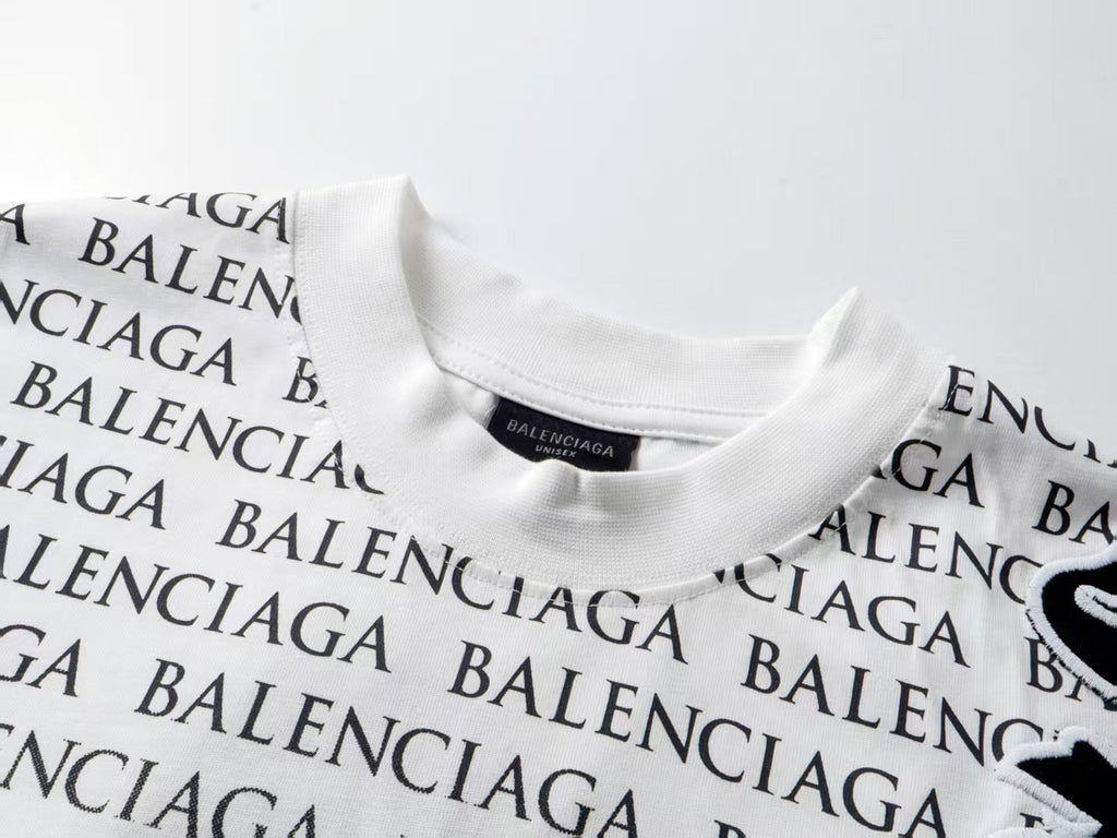 Balenciaga new Parisian short-sleeved double-ring printed T-shirt SPonsor logos