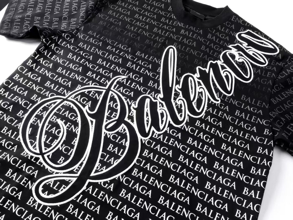 Balenciaga new Parisian short-sleeved double-ring printed T-shirt SPonsor logos