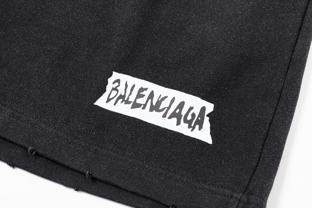 Balenciaga 2026 Washed Abrasive Tape Shorts