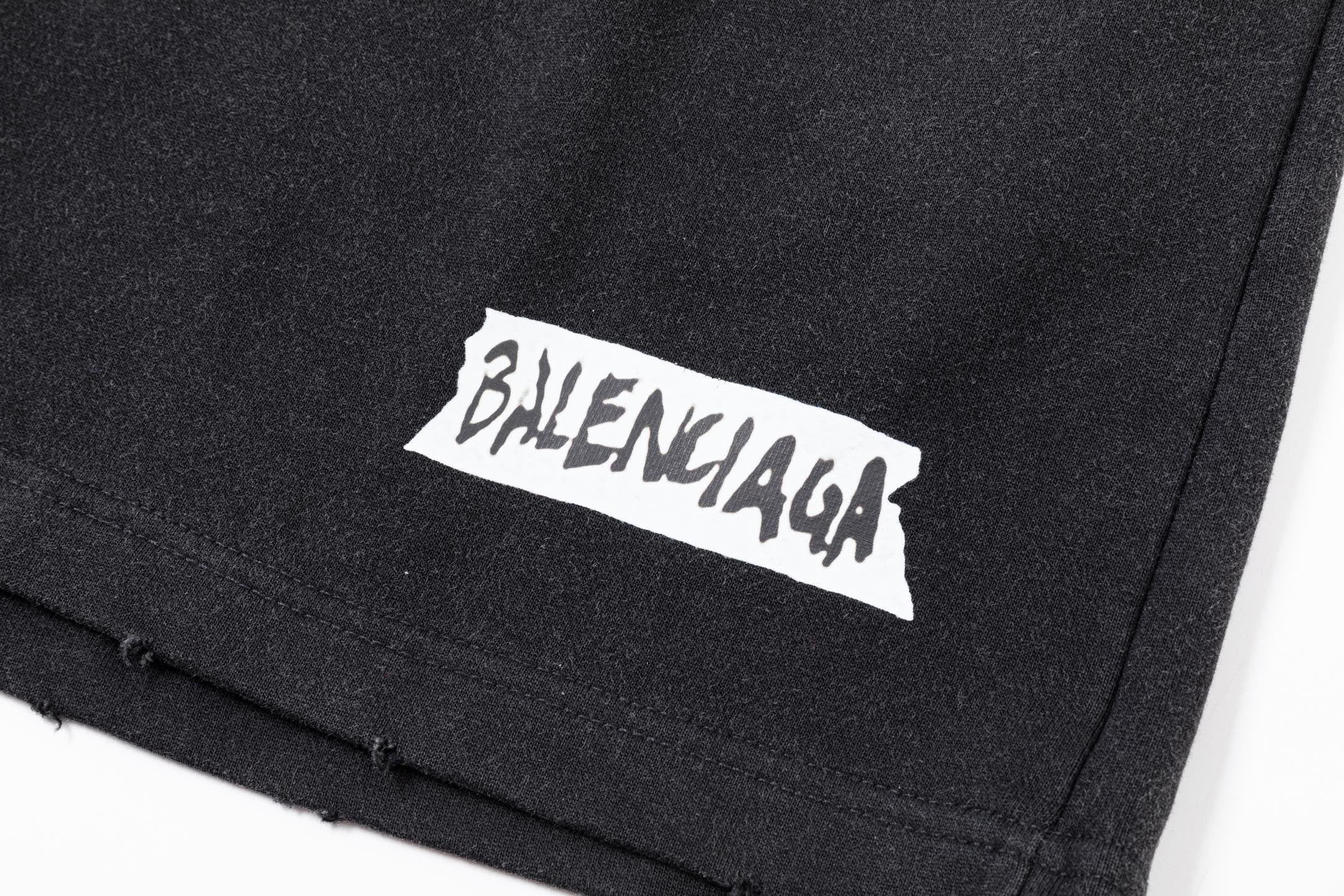 Balenciaga 2026 Washed Abrasive Tape Shorts