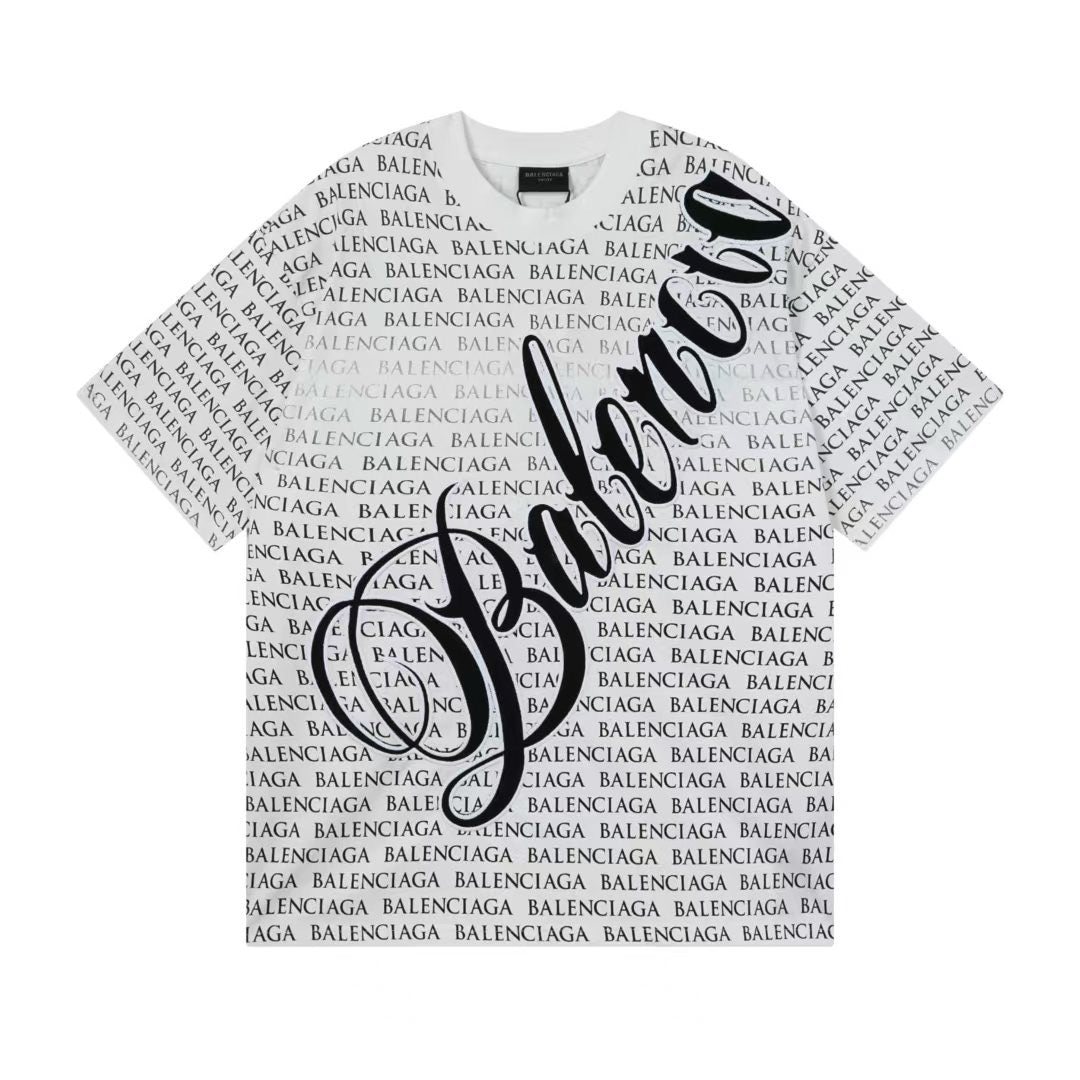 Balenciaga new Parisian short-sleeved double-ring printed T-shirt SPonsor logos