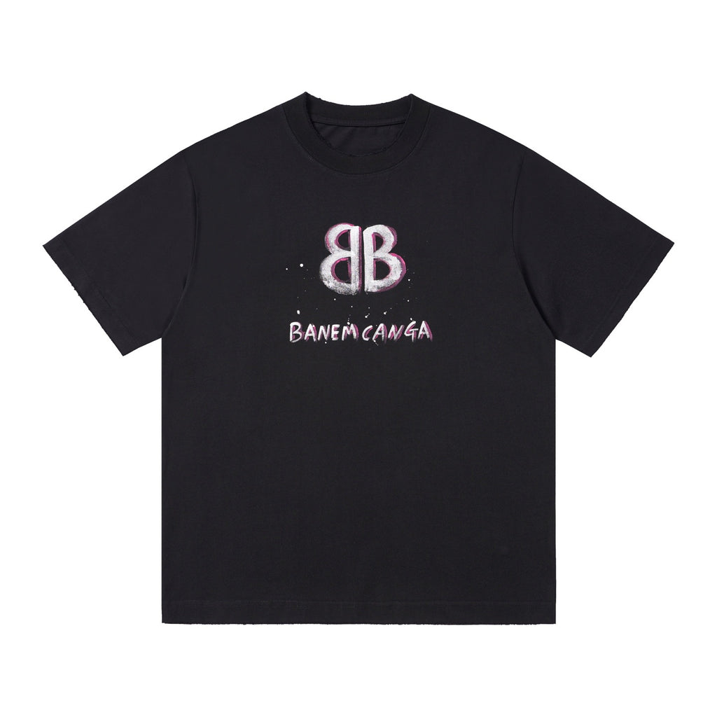Balenciaga new Parisian short-sleeved double-ring printed T-shirt SPonsor logos