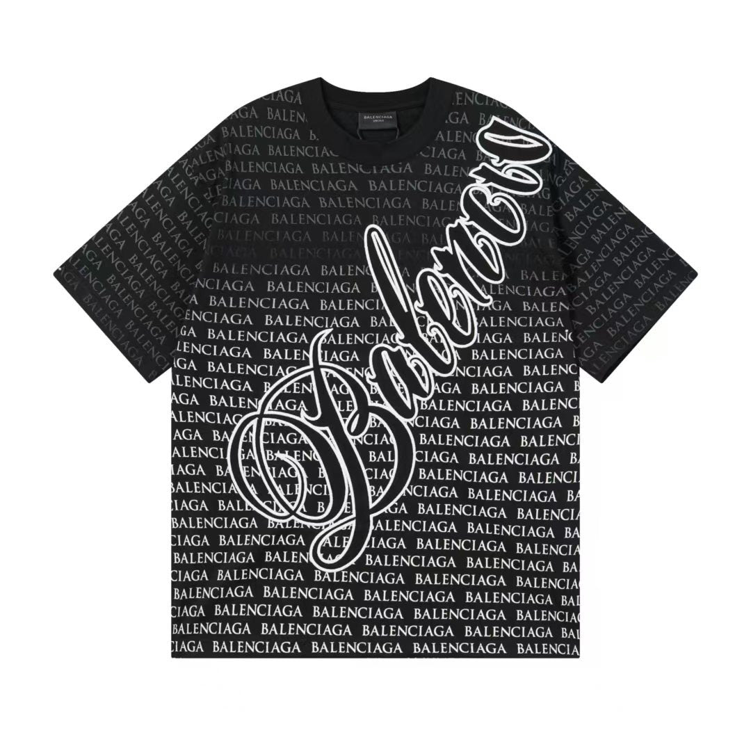 Balenciaga new Parisian short-sleeved double-ring printed T-shirt SPonsor logos