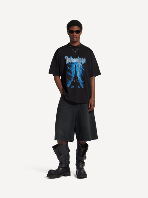 BALENCIAGA Balenciaga 26 summer new PARIS THUNDERSTORM silhouette T-shirt