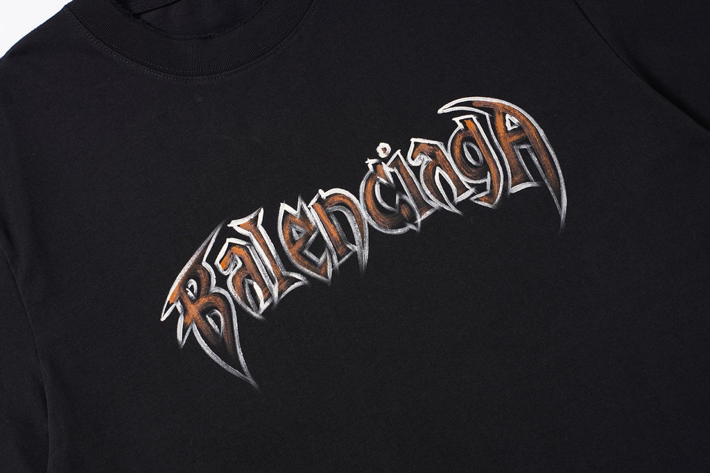Balenciaga new Parisian short-sleeved double-ring printed T-shirt SPonsor logos