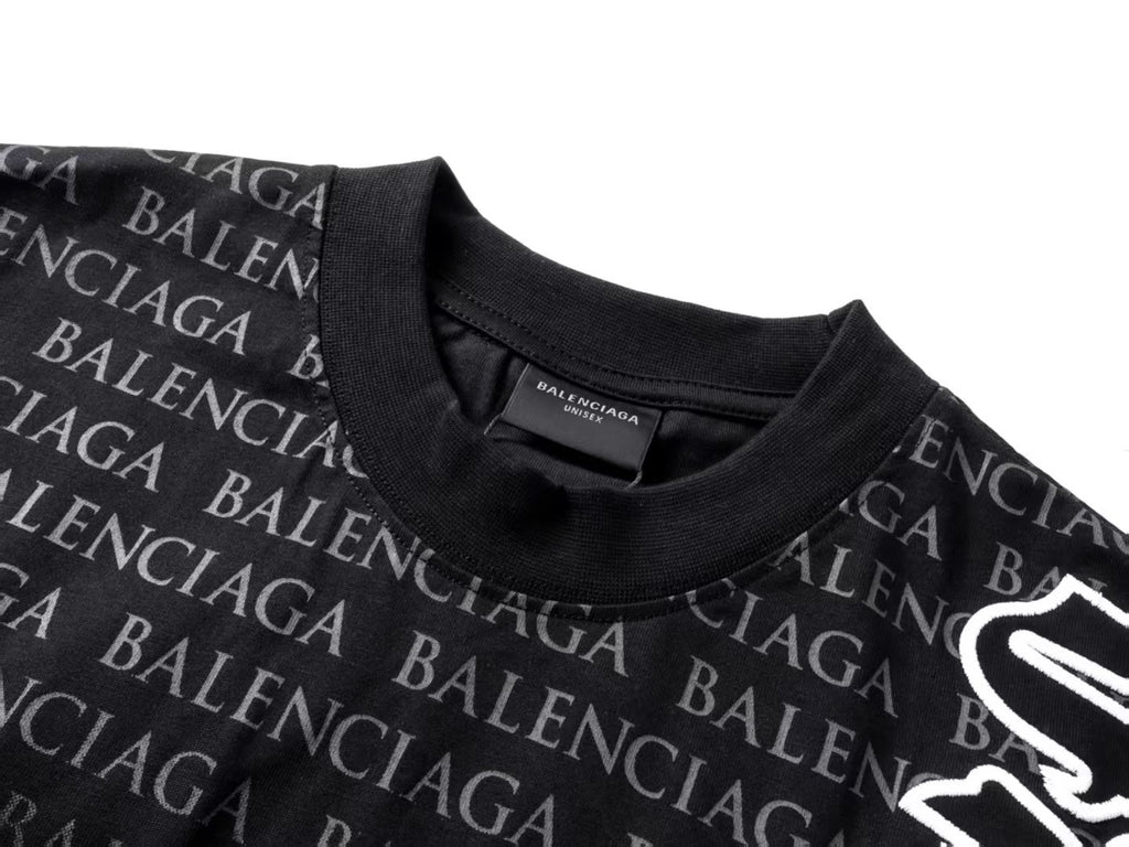 Balenciaga new Parisian short-sleeved double-ring printed T-shirt SPonsor logos