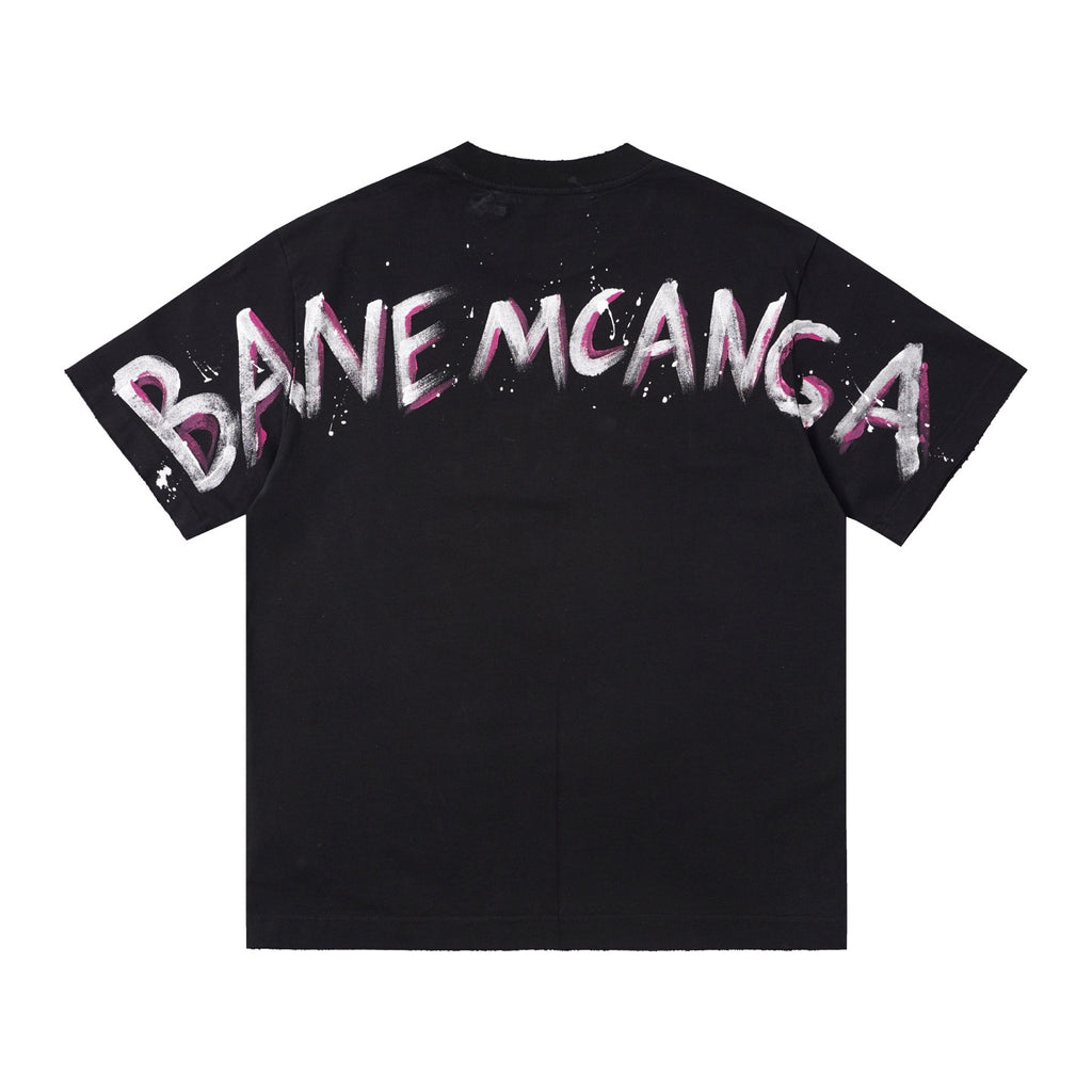 Balenciaga new Parisian short-sleeved double-ring printed T-shirt SPonsor logos