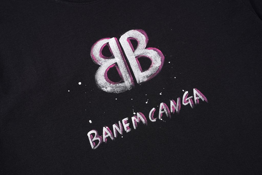 Balenciaga new Parisian short-sleeved double-ring printed T-shirt SPonsor logos