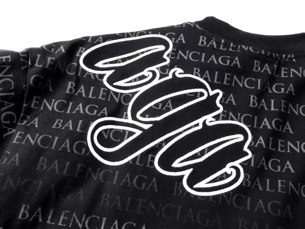 Balenciaga new Parisian short-sleeved double-ring printed T-shirt SPonsor logos
