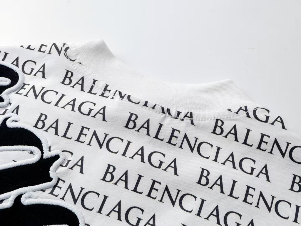Balenciaga new Parisian short-sleeved double-ring printed T-shirt SPonsor logos